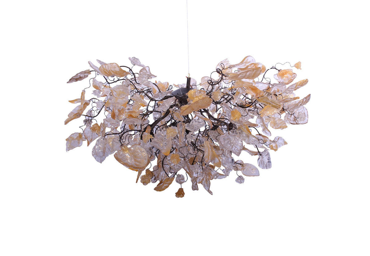 Transparent Flower and Leaves Resin Chandelier: Elegant Hanging Lamp