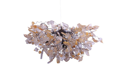 Transparent Flower and Leaves Resin Chandelier: Elegant Hanging Lamp