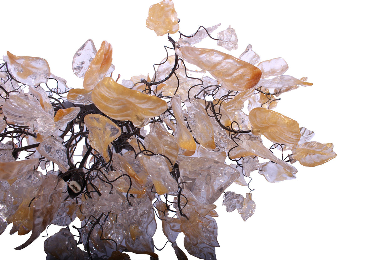 Transparent Flower and Leaves Resin Chandelier: Elegant Hanging Lamp
