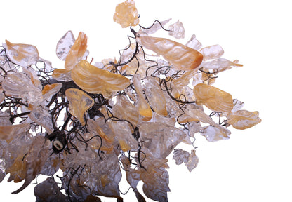 Transparent Flower and Leaves Resin Chandelier: Elegant Hanging Lamp