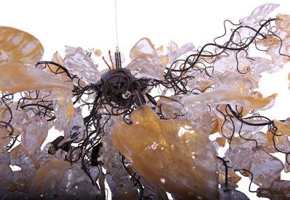 Transparent Flower and Leaves Resin Chandelier: Elegant Hanging Lamp