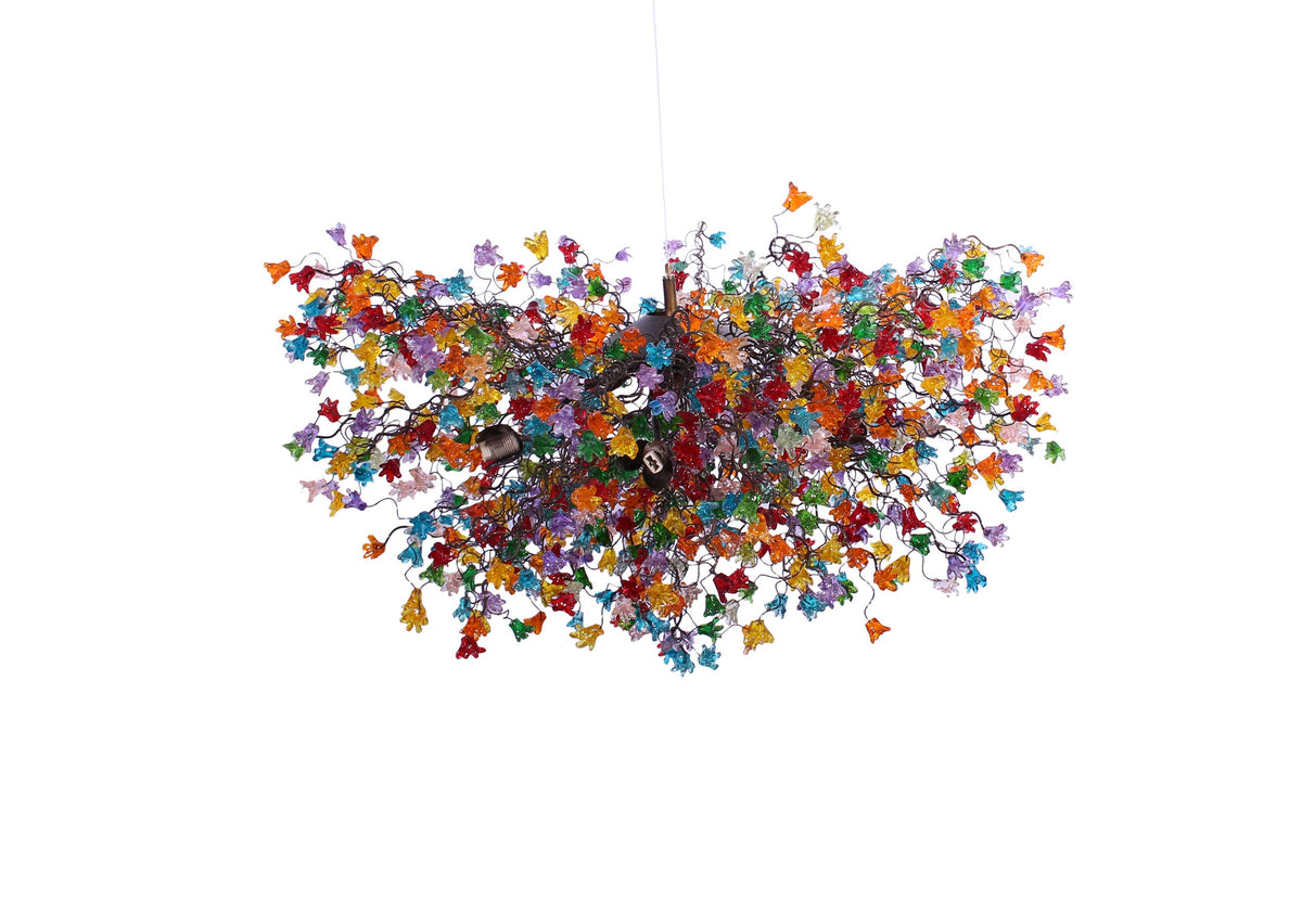Mesmerizing Large Modern Chandelier with Rainbow Flowers, Artistic Hanging Pendant Light for Dining Room and Living Room