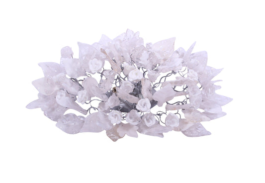 Silver Sconce With Whimsical Resin Leaves In clear and white color.