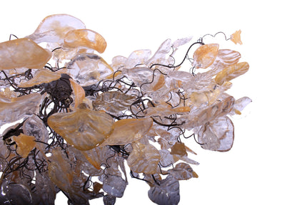 Transparent Flower and Leaves Resin Chandelier: Elegant Hanging Lamp