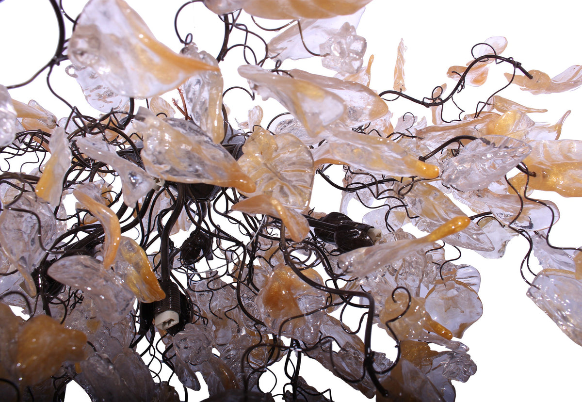 Transparent Flower and Leaves Resin Chandelier: Elegant Hanging Lamp