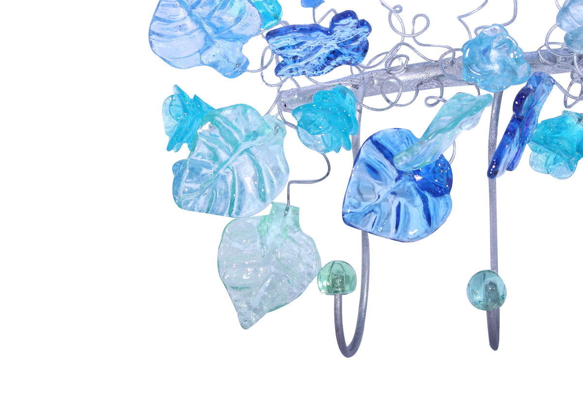 Unique Wall hooks hand made with blue color leaves and flower - Towel Holder for Bathroom or Hooks coat hanger