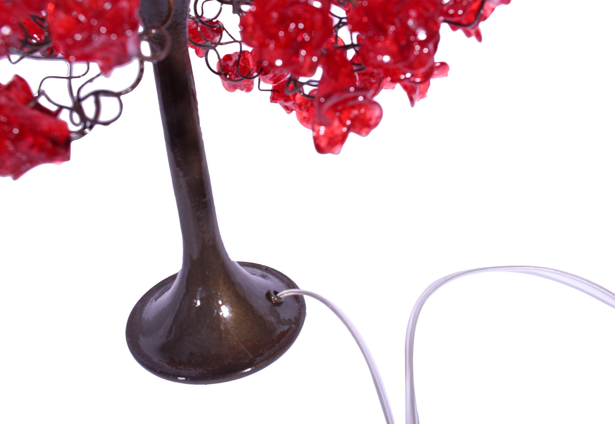 Red Table lamp, bedside lamps with Red roses flowers, Romantic table lamp with metal wires and red flowers for bedroom, Valentine gift