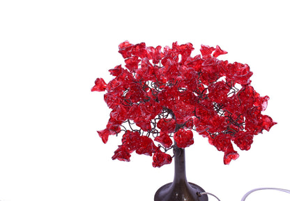 Red Table lamp, bedside lamps with Red roses flowers, Romantic table lamp with metal wires and red flowers for bedroom, Valentine gift
