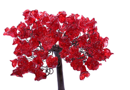 Red Table lamp, bedside lamps with Red roses flowers, Romantic table lamp with metal wires and red flowers for bedroom, Valentine gift
