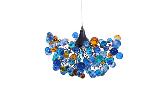 Handmade Sea Colored Bubble Chandelier with Stunning Resin Shade for Bedroom or Dining Room