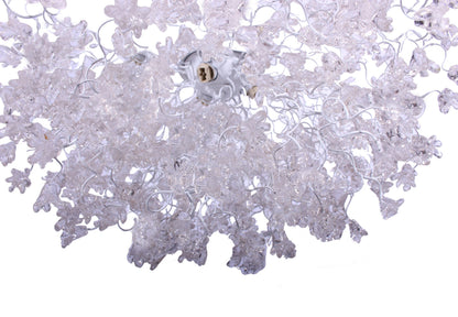 Elegant Chandelier with White Clear Flowers | Stunning Hanging Light for Living or Dining Room | Unique and Beautiful Resin Flower Lamp