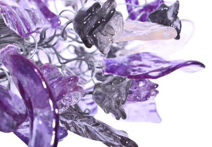 Ceiling Pendant Lighting, Island Lighting with Purple gray and clear color flowers and leaves