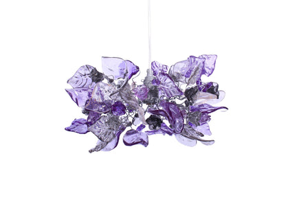 Ceiling Pendant Lighting, Island Lighting with Purple gray and clear color flowers and leaves