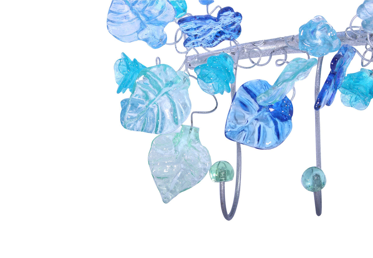 Unique Wall hooks hand made with blue color leaves and flower - Towel Holder for Bathroom or Hooks coat hanger