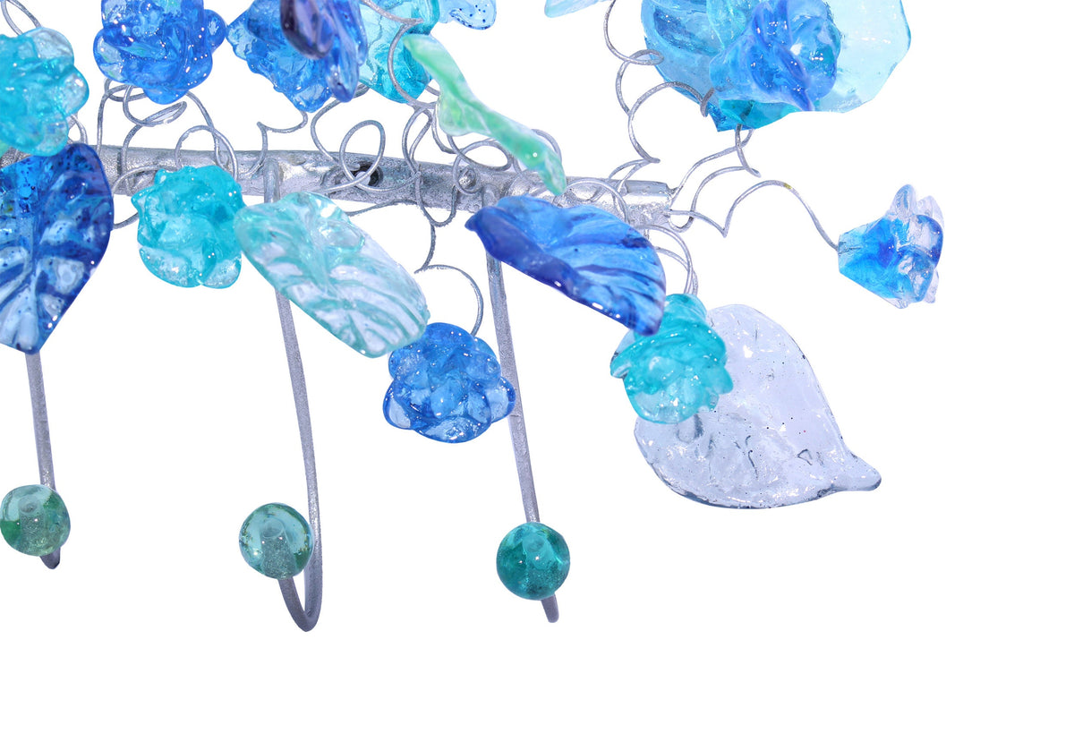 Unique Wall hooks hand made with blue color leaves and flower - Towel Holder for Bathroom or Hooks coat hanger