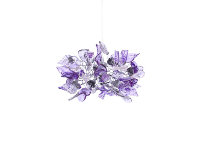 Ceiling Pendant Lighting, Island Lighting with Purple gray and clear color flowers and leaves