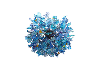 Blue Resin Floral Chandelier: Sea Color Leaf Shadow Modern Ceiling Lamp
