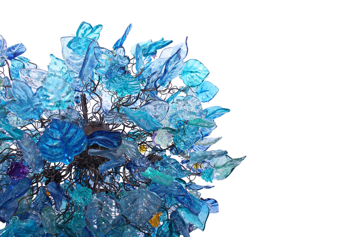 Blue Resin Floral Chandelier: Sea Color Leaf Shadow Modern Ceiling Lamp