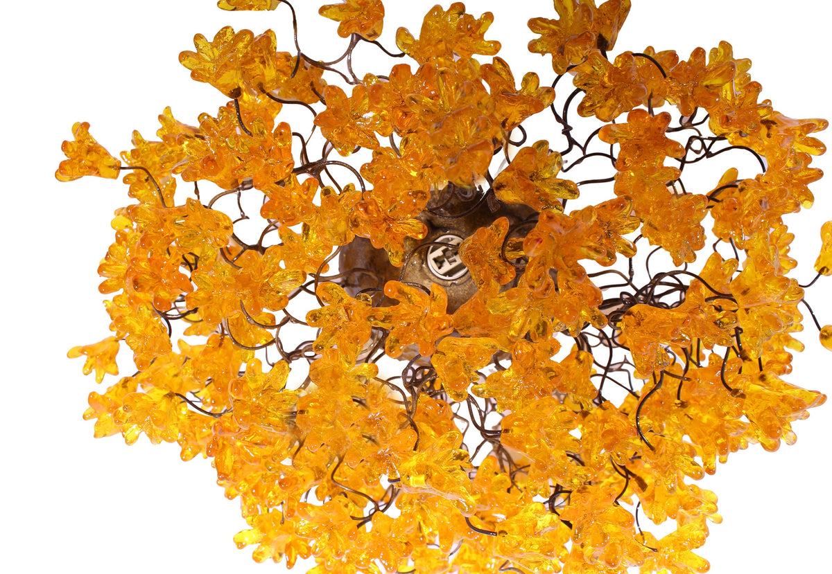 Yellow Flower Flush Mount Light, Handcrafted Resin Ceiling Fixture