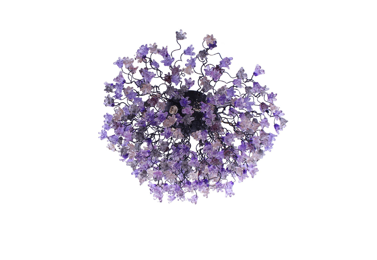 Flush mount lighting, ceiling mount light fixture with purple and gray jumping flowers , elegant sconces for ceiling or wall