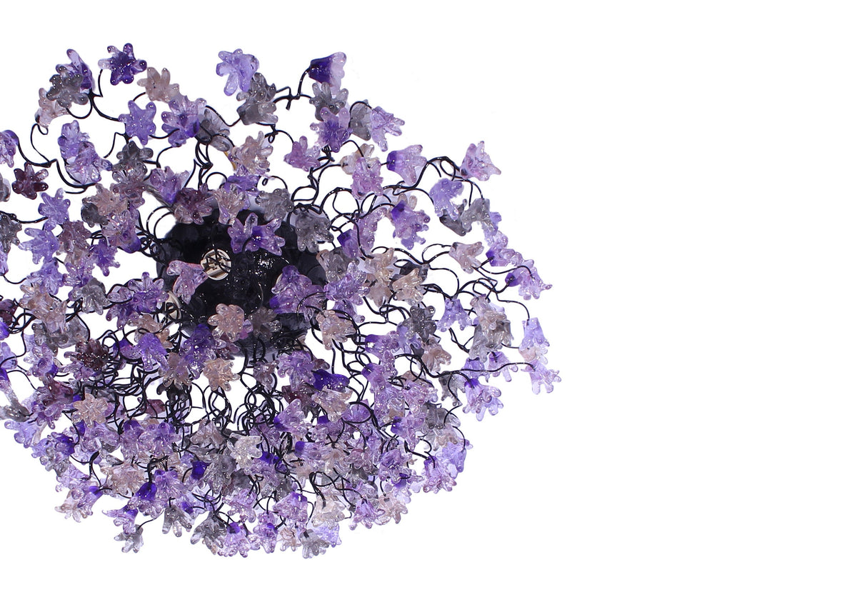 Flush mount lighting, ceiling mount light fixture with purple and gray jumping flowers , elegant sconces for ceiling or wall