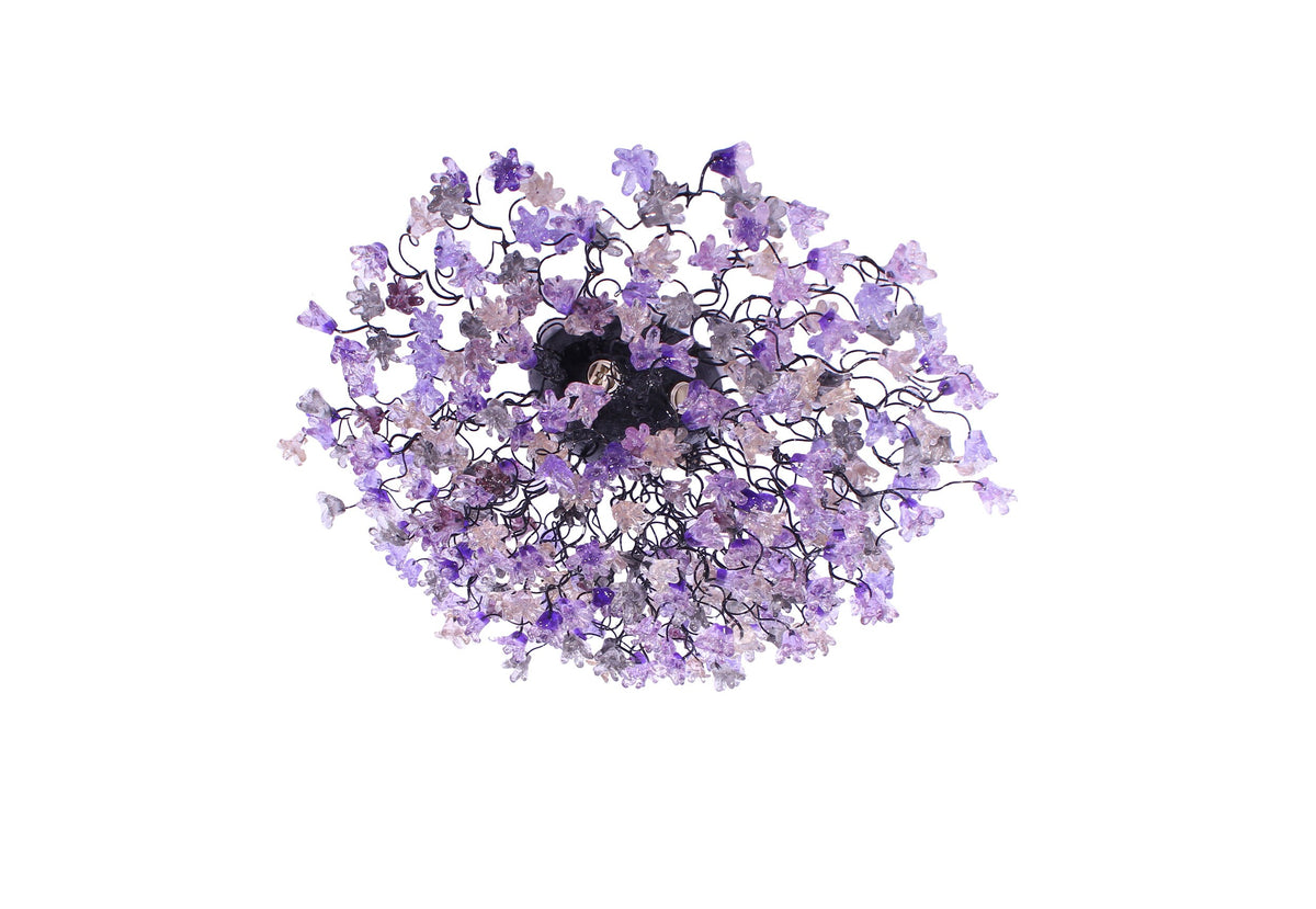 Flush mount lighting, ceiling mount light fixture with purple and gray jumping flowers , elegant sconces for ceiling or wall