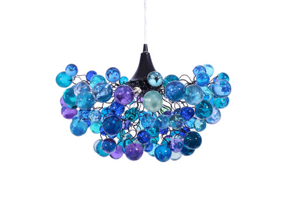 Elegant Sea Colored Bubbles Chandelier - Handmade Resin Bubble Hanging Lamp - Beautiful Lighting Fixture for Bedroom, Living Room, Kitchen -