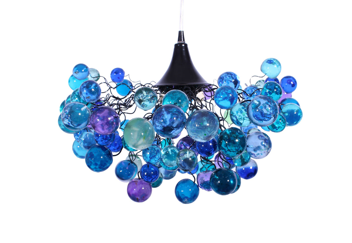 Elegant Sea Colored Bubbles Chandelier - Handmade Resin Bubble Hanging Lamp - Beautiful Lighting Fixture for Bedroom, Living Room, Kitchen -