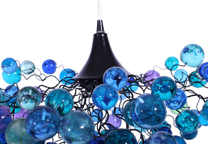 Elegant Sea Colored Bubbles Chandelier - Handmade Resin Bubble Hanging Lamp - Beautiful Lighting Fixture for Bedroom, Living Room, Kitchen -