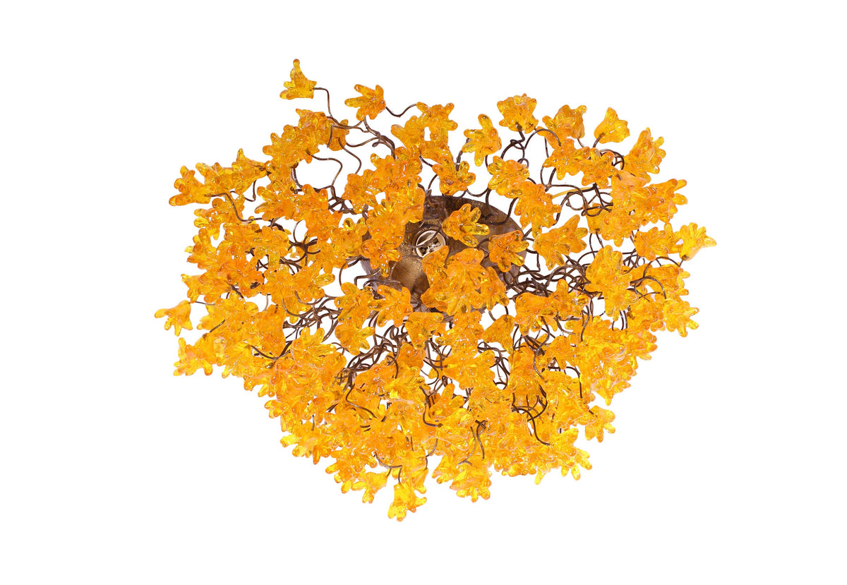 Yellow Flower Flush Mount Light, Handcrafted Resin Ceiling Fixture
