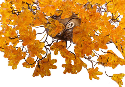 Yellow Flower Flush Mount Light, Handcrafted Resin Ceiling Fixture