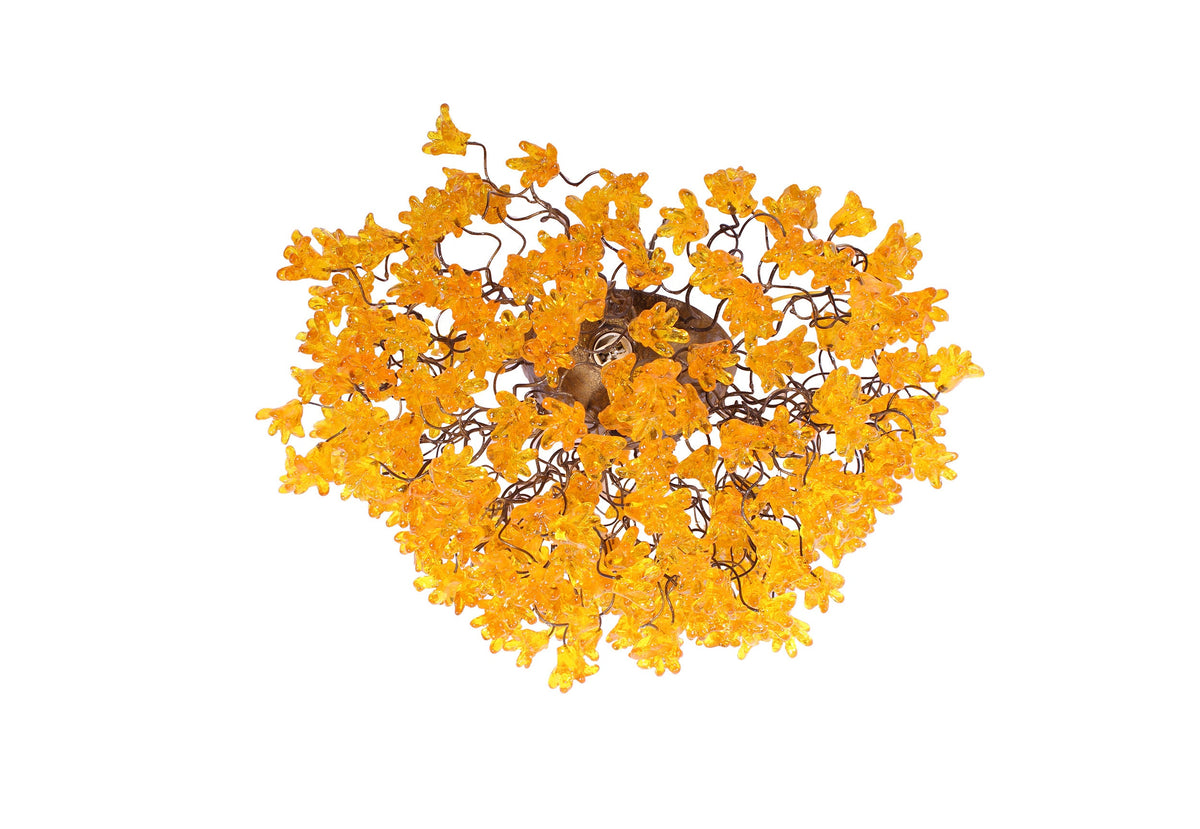 Yellow Flower Flush Mount Light, Handcrafted Resin Ceiling Fixture
