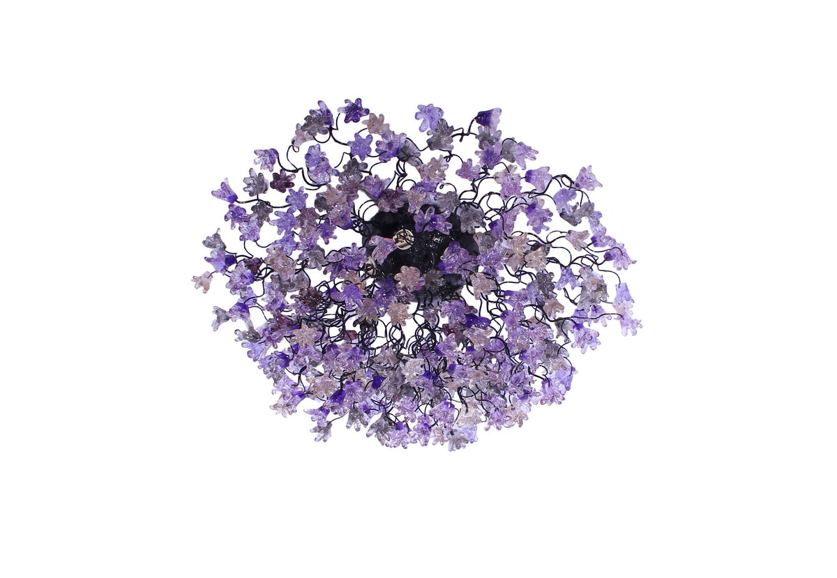 Flush mount lighting, ceiling mount light fixture with purple and gray jumping flowers , elegant sconces for ceiling or wall