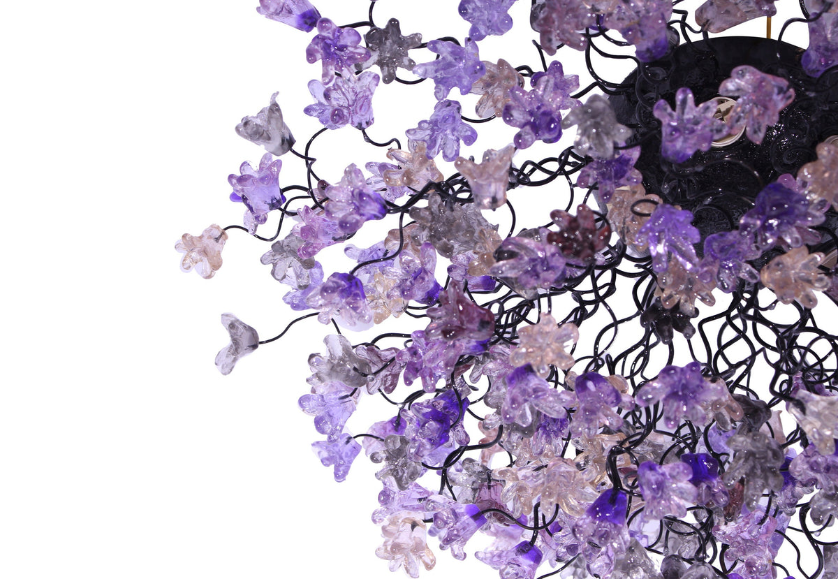 Flush mount lighting, ceiling mount light fixture with purple and gray jumping flowers , elegant sconces for ceiling or wall