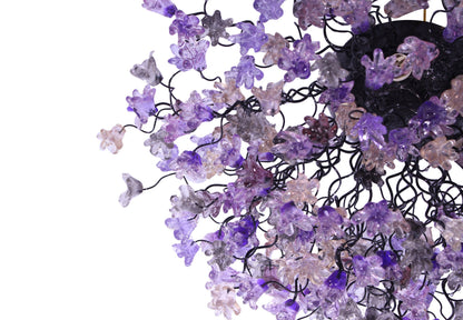 Flush mount lighting, ceiling mount light fixture with purple and gray jumping flowers , elegant sconces for ceiling or wall