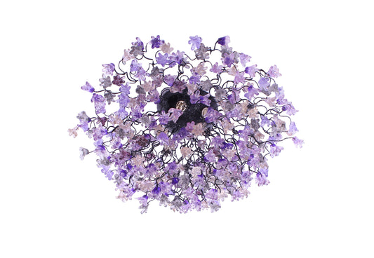 Flush mount lighting, ceiling mount light fixture with purple and gray jumping flowers , elegant sconces for ceiling or wall