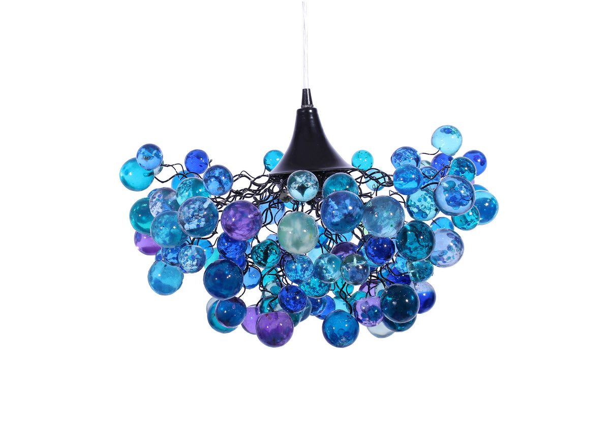 Elegant Sea Colored Bubbles Chandelier - Handmade Resin Bubble Hanging Lamp - Beautiful Lighting Fixture for Bedroom, Living Room, Kitchen -