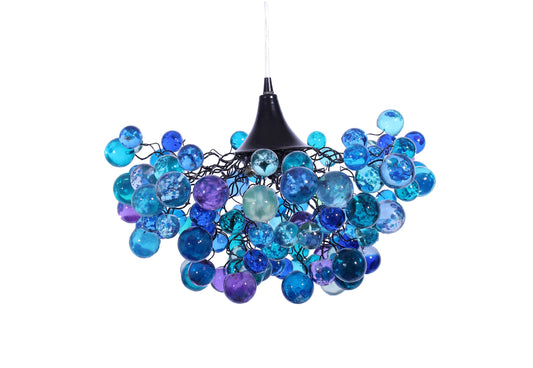 Elegant Sea Colored Bubbles Chandelier - Handmade Resin Bubble Hanging Lamp - Beautiful Lighting Fixture for Bedroom, Living Room, Kitchen -
