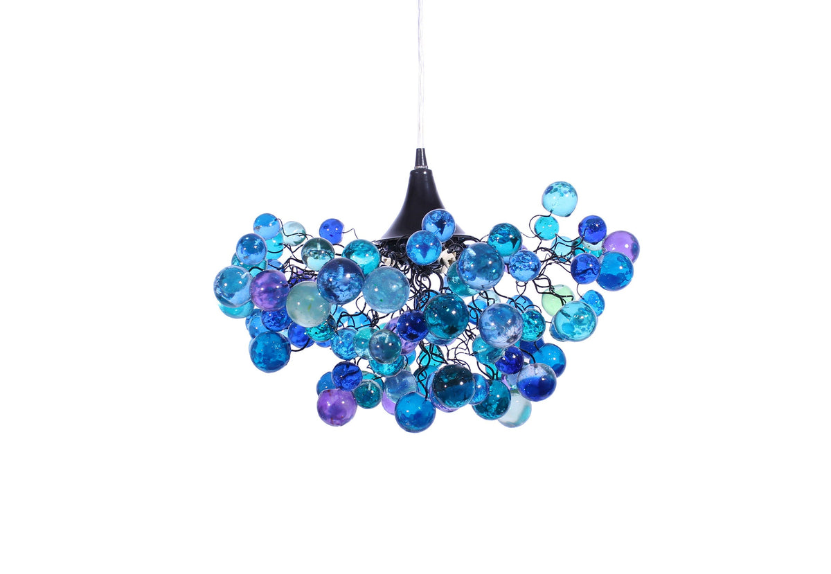 Elegant Sea Colored Bubbles Chandelier - Handmade Resin Bubble Hanging Lamp - Beautiful Lighting Fixture for Bedroom, Living Room, Kitchen -