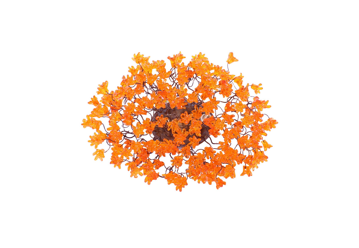 Modern Bronze Metal Wall Sconce: Orange Resin Flowers Hall Living Room Lighting