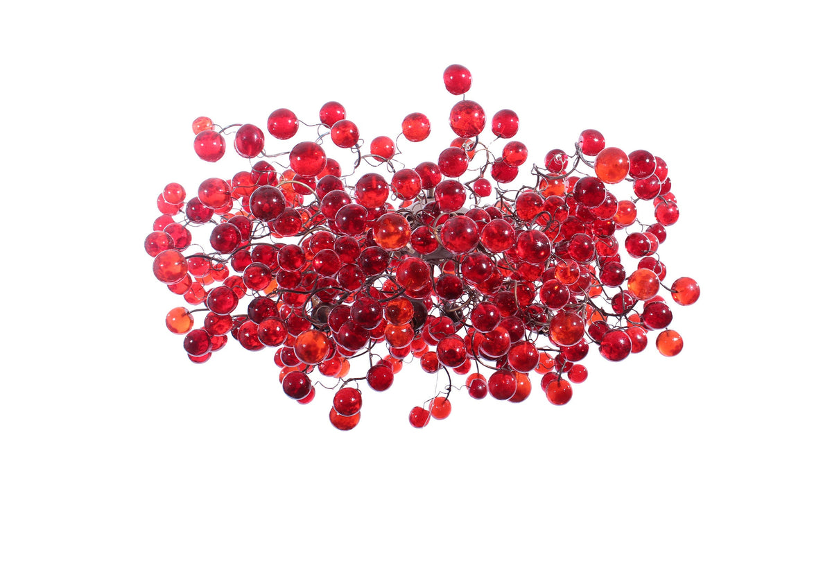 Large Red Chandelier with shades of red bubbles - statement lighting with red balls for Dining Room