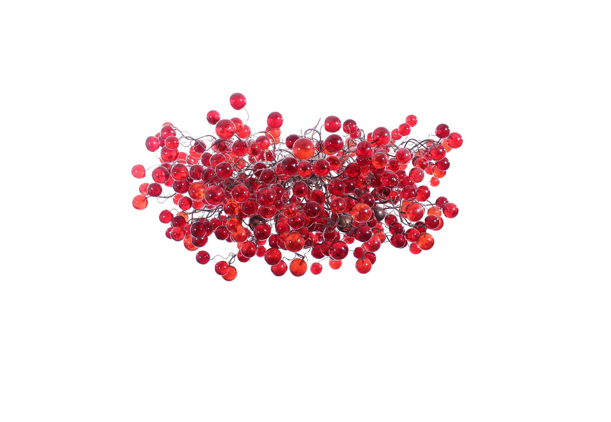 Large Red Chandelier with shades of red bubbles - statement lighting with red balls for Dining Room