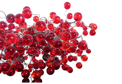 Large Red Chandelier with shades of red bubbles - statement lighting with red balls for Dining Room