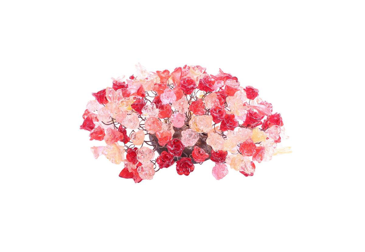 Modern wall sconce with red and pink roses for hall living room, toilet