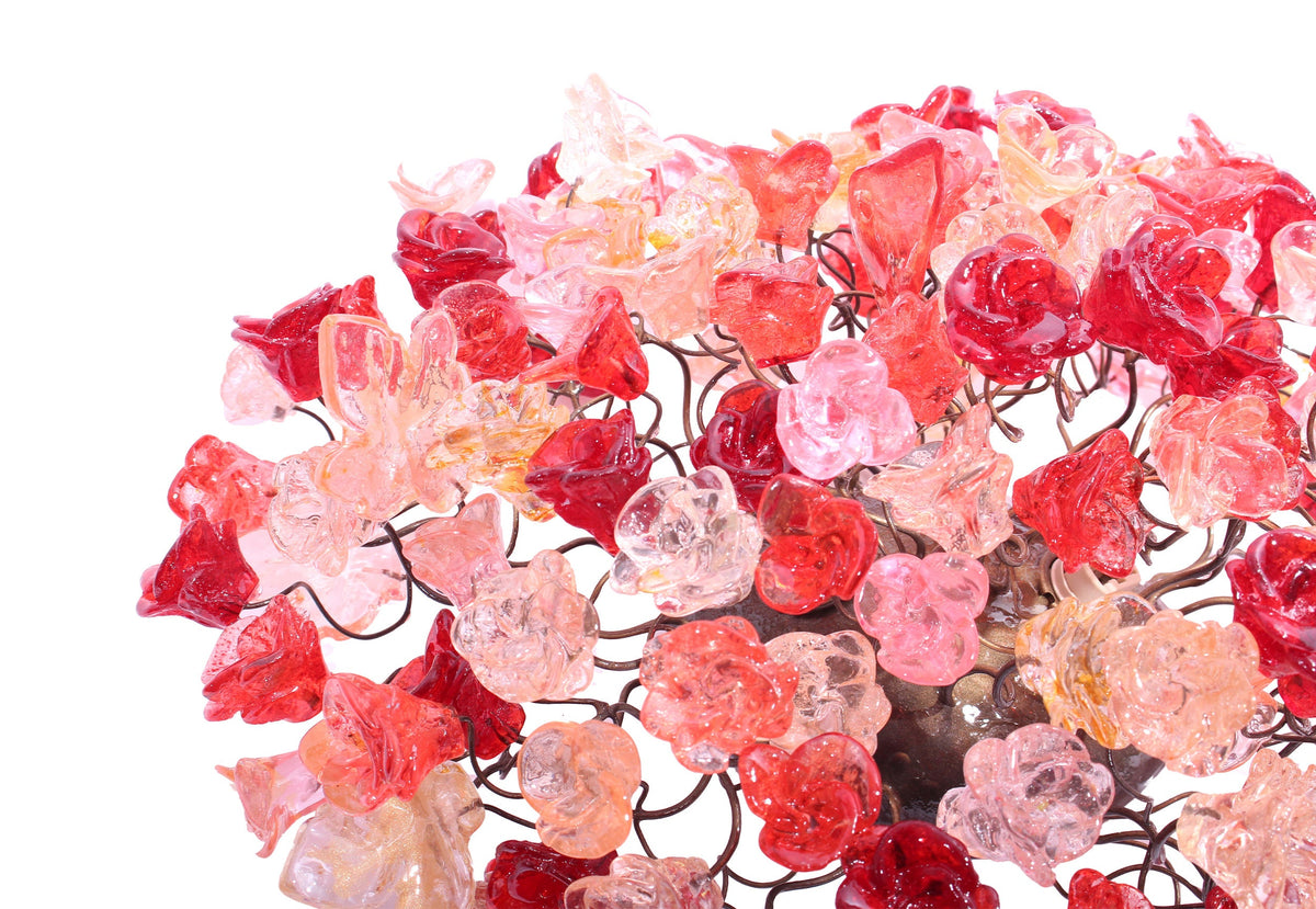 Modern wall sconce with red and pink roses for hall living room, toilet