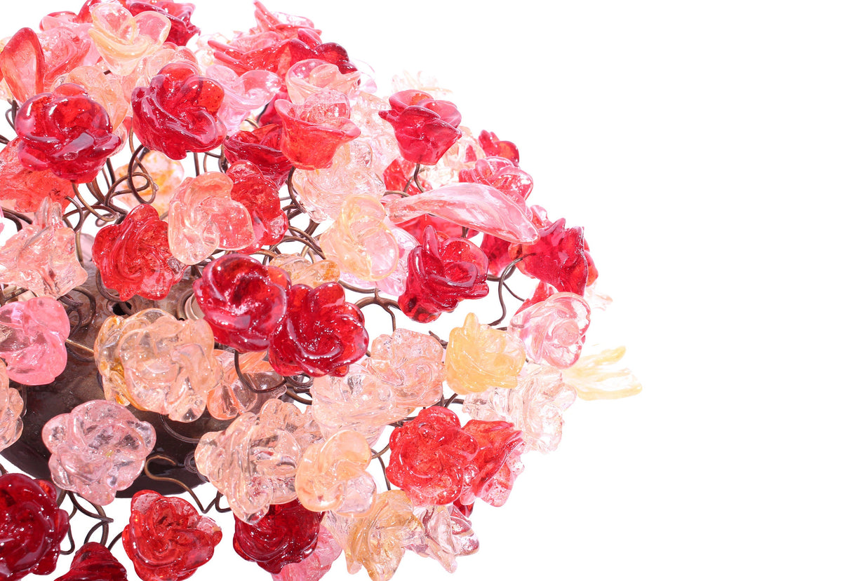 Modern wall sconce with red and pink roses for hall living room, toilet