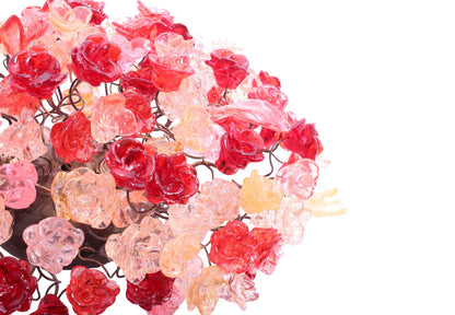 Modern wall sconce with red and pink roses for hall living room, toilet