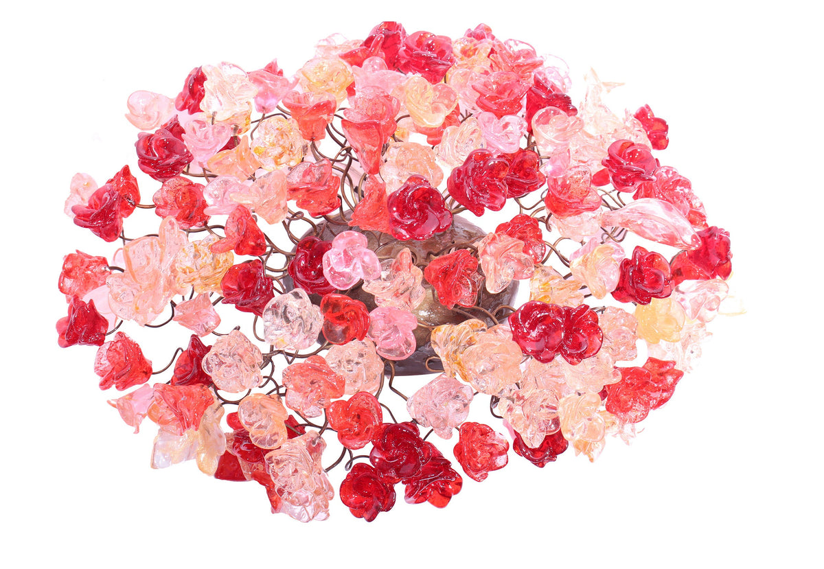 Modern wall sconce with red and pink roses for hall living room, toilet