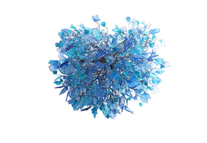 Floral Resin Chandelier Light: Sea Blue Color Ceiling Lamp
