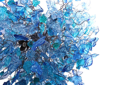 Floral Resin Chandelier Light: Sea Blue Color Ceiling Lamp
